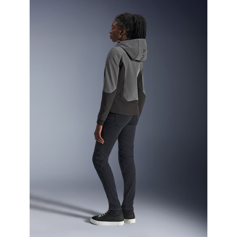 Alpinestars Stella Radium Tech Hoodie Damen-Motorradjacke dunkelgrau-schwarz-rosa