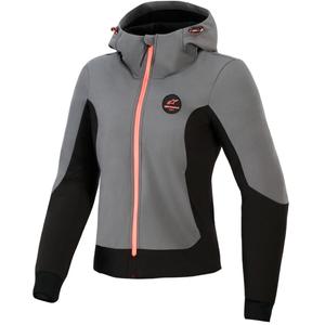 Alpinestars Stella Radium Tech Hoodie Damen-Motorradjacke dunkelgrau-schwarz-rosa
