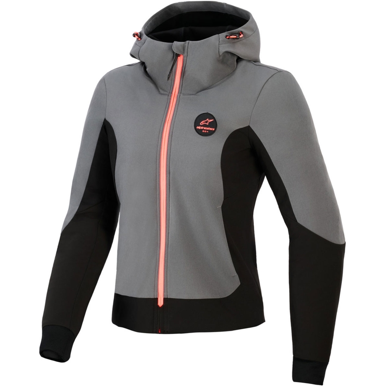 Alpinestars Stella Radium Tech Hoodie Damen-Motorradjacke dunkelgrau-schwarz-rosa