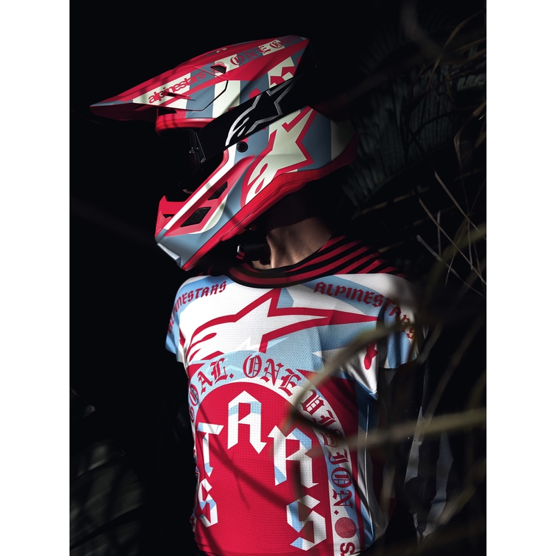 Alpinestars Supertech S-M7 Limited Edition Beast Coast Motocross-Helm, grau-schwarz-orange