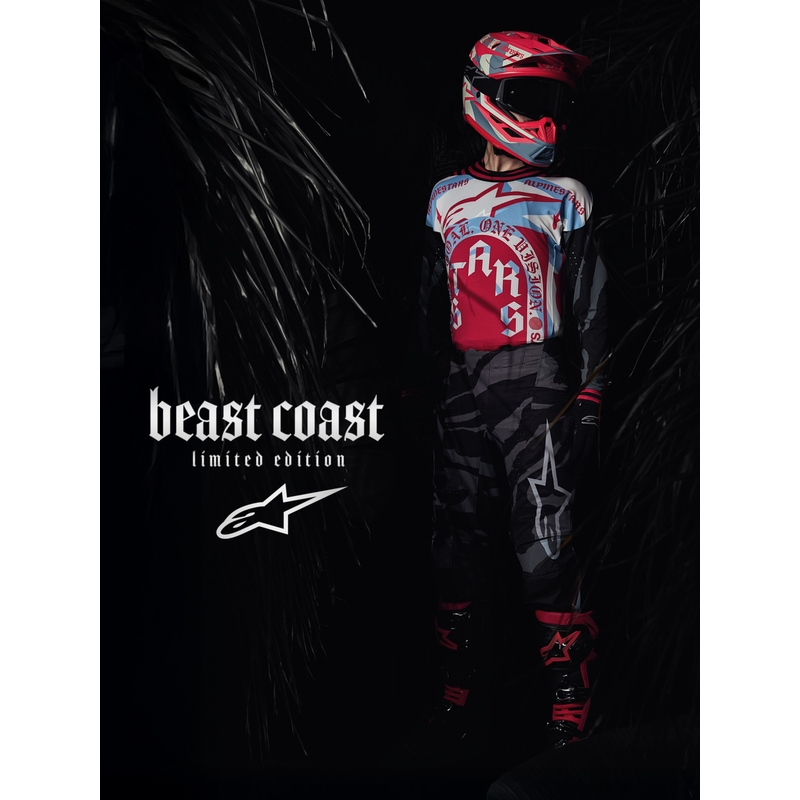 Alpinestars Supertech S-M7 Limited Edition Beast Coast Motocross-Helm, grau-schwarz-orange