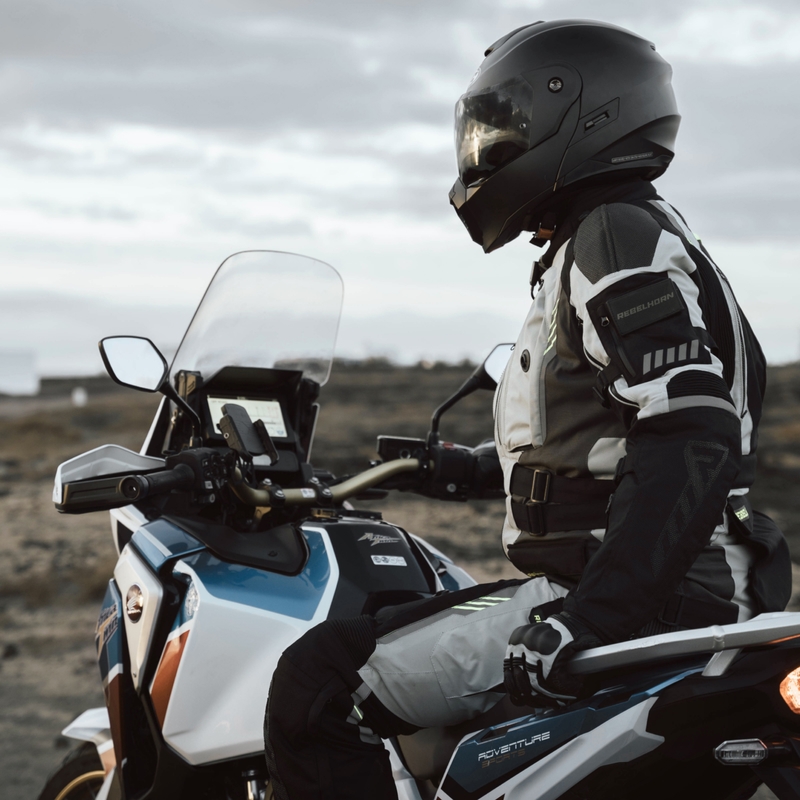 Motorradjacke Rebelhorn Patrol grau-schwarz-fluo gelb