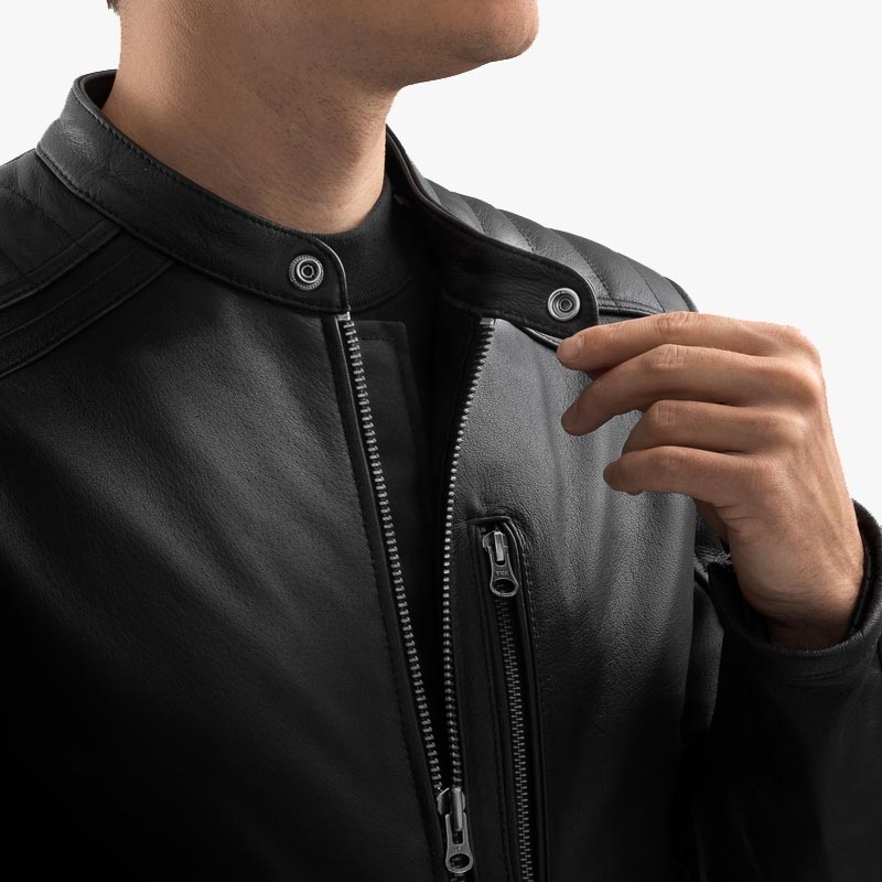 Ozone Colt Leder-Motorradjacke schwarz
