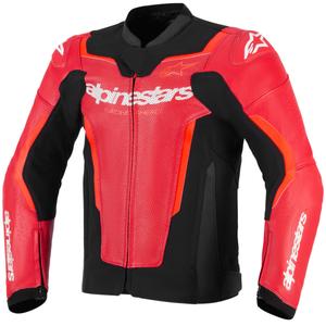 Alpinestars GP Force V2 Airflow Motorradjacke aus Leder, fluoreszierend rot-schwarz-weiß