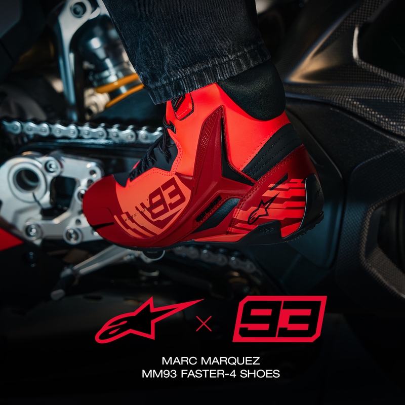 Alpinestars Faster-4 MM93 Motorradstiefel, Fluo-Kollektion, Rot-Rot-Schwarz
