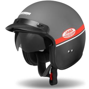 Offener Motorradhelm Cassida Oxygen Jawa OHC grau-rot-schwarz-weiß - II. Qualität