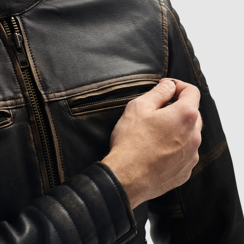 Rebelhorn Hunter II Leder-Motorradjacke, braun - 2. Wahl - II. Qualität