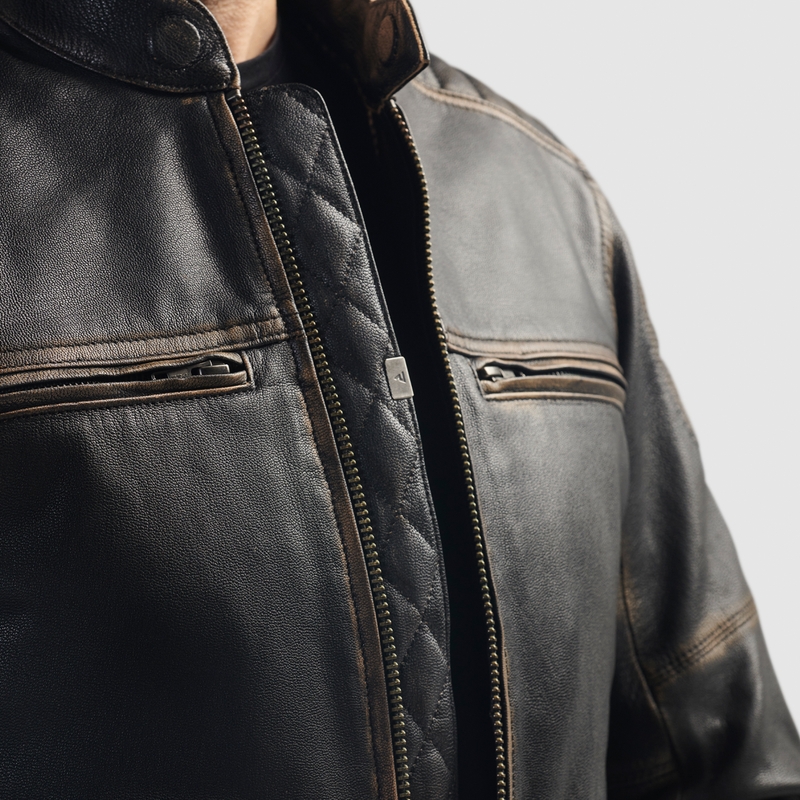 Rebelhorn Hunter II Leder-Motorradjacke, braun - 2. Wahl - II. Qualität