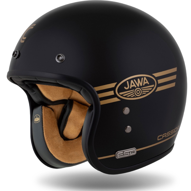 Cassida Eso Jawa Pérák offener Helm schwarz-perlgold - II. Qualität