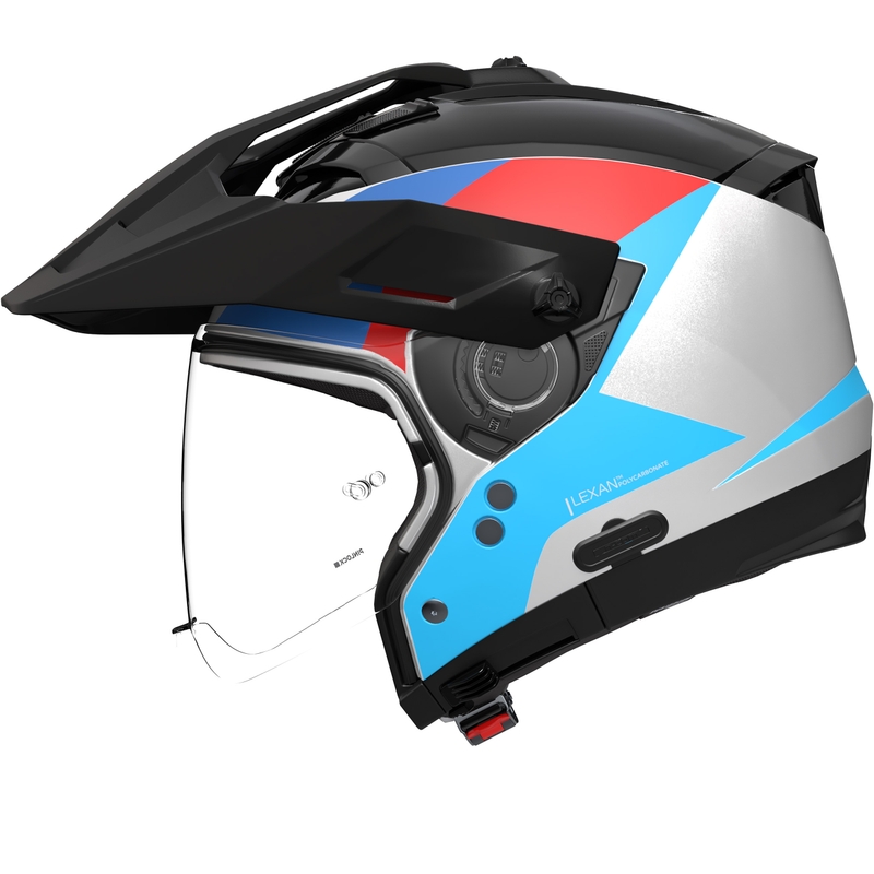Modularer Motorradhelm Nolan N70-2 X Turbine 350, weiß-schwarz-blau-hellblau-rot