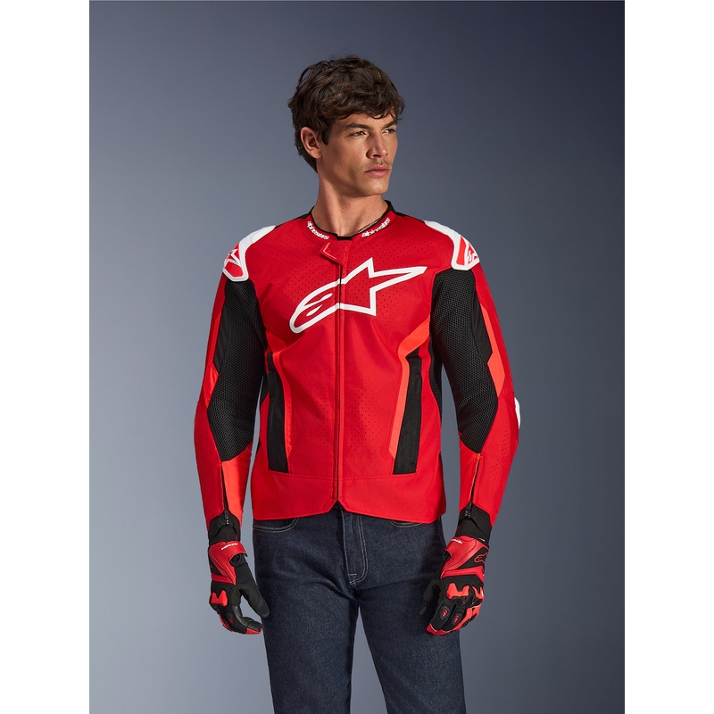 Alpinestars T-GP Air Motorradjacke rot-fluoreszierend rot-weiß-schwarz