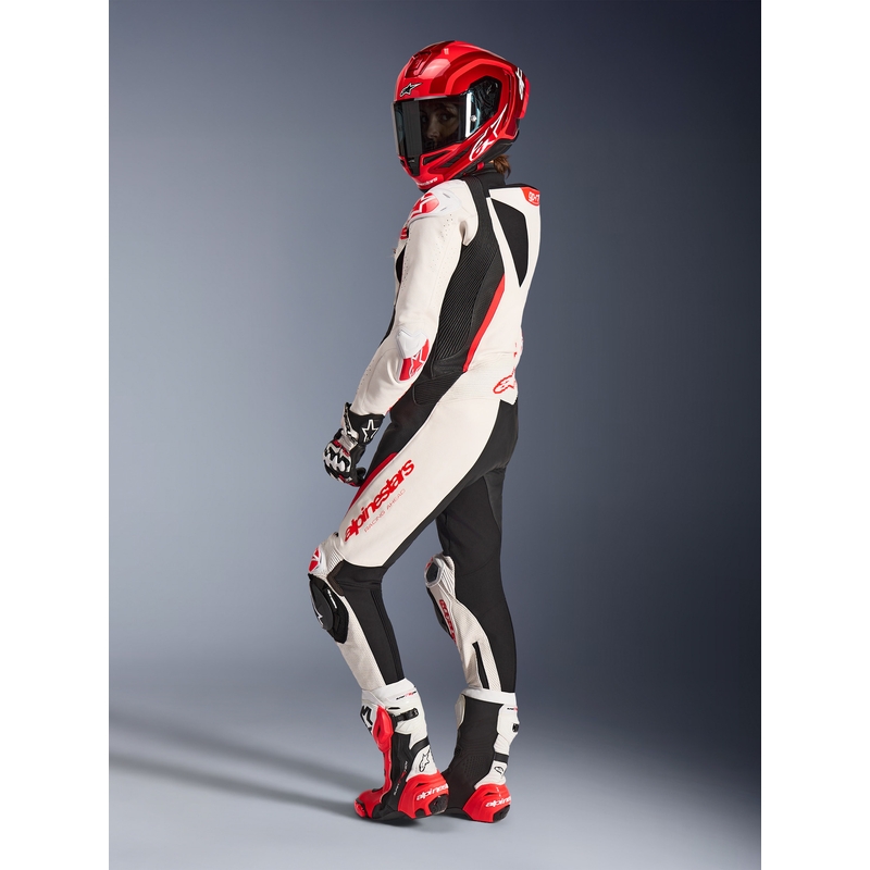Alpinestars Stella GP-R7 Damen-Motorradkombi aus Leder, einteilig, weiß-fluoreszierend rot-schwarz