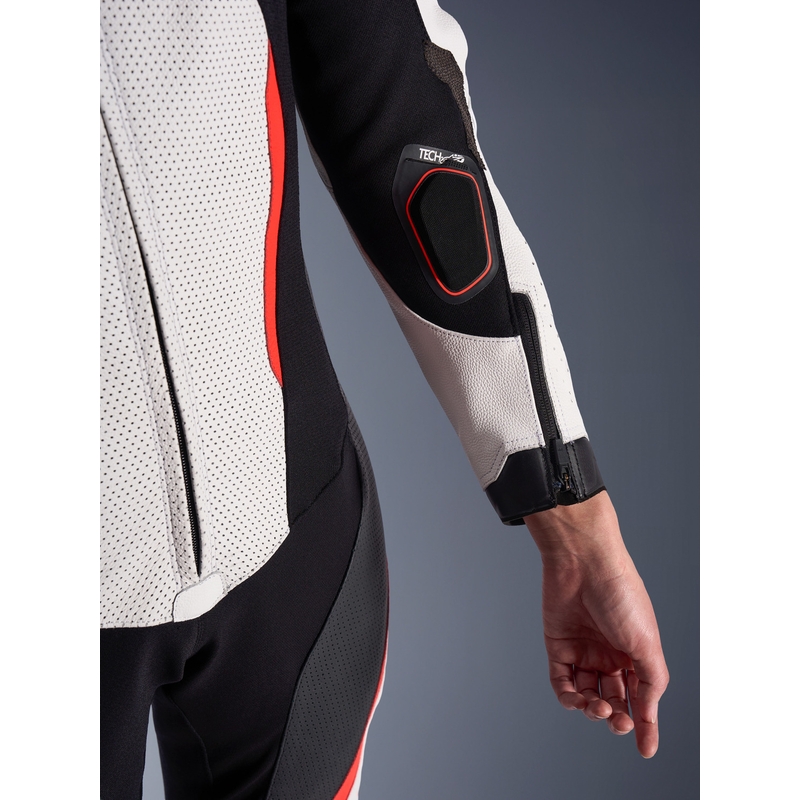 Alpinestars Stella GP-R7 Damen-Motorradkombi aus Leder, einteilig, weiß-fluoreszierend rot-schwarz