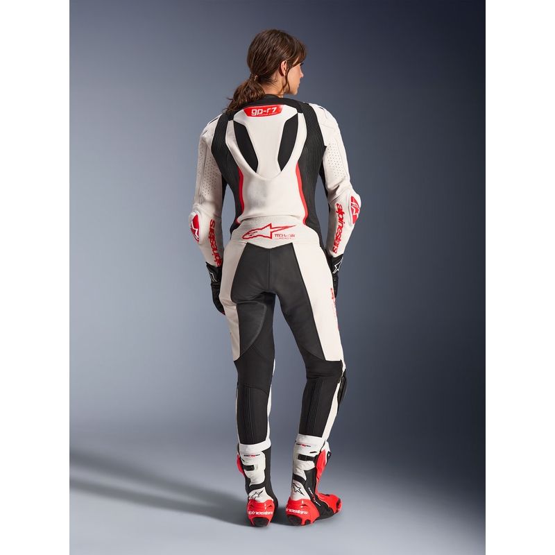 Alpinestars Stella GP-R7 Damen-Motorradkombi aus Leder, einteilig, weiß-fluoreszierend rot-schwarz