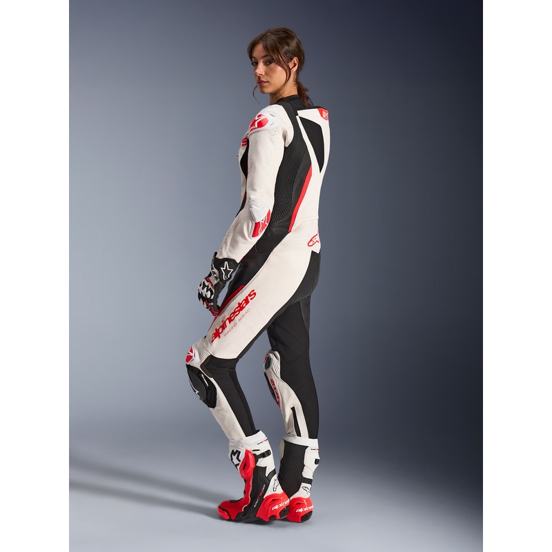 Alpinestars Stella GP-R7 Damen-Motorradkombi aus Leder, einteilig, weiß-fluoreszierend rot-schwarz