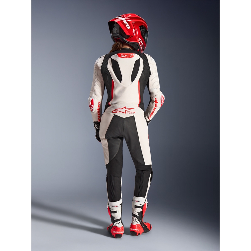 Alpinestars Stella GP-R7 Damen-Motorradkombi aus Leder, einteilig, weiß-fluoreszierend rot-schwarz