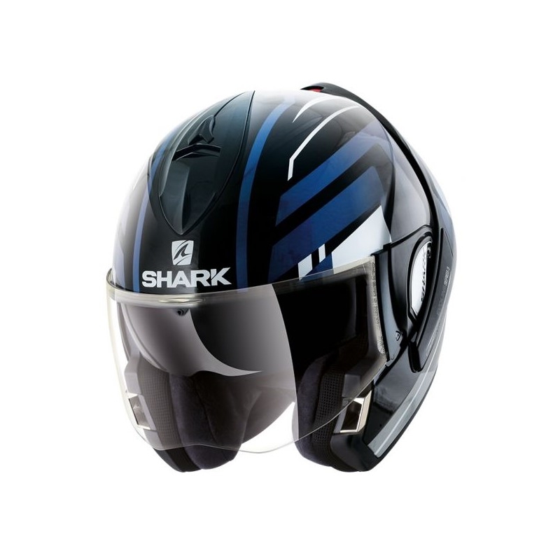 SHARK EVOLINE 3 Corvus schwarz-weiß-blauer Kipphelm