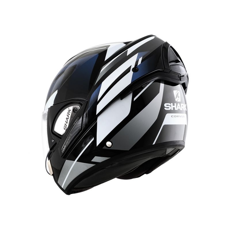 SHARK EVOLINE 3 Corvus schwarz-weiß-blauer Kipphelm
