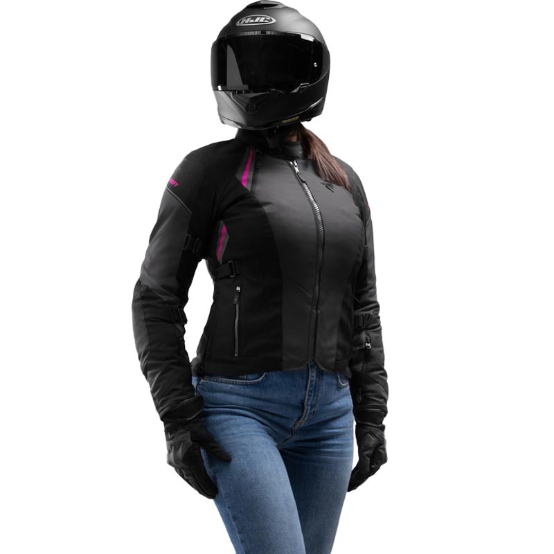 Damen-Motorradjacke Rebelhorn Swift schwarz-grau-rosa