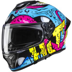 Integralhelm HJC C71 Squeeze MC28 blau-gelb-rosa
