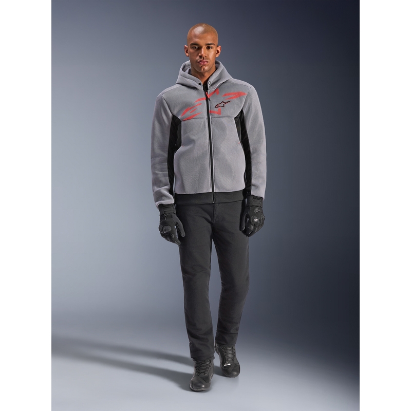 Alpinestars Chrome Superairflow Motorrad-Sweatshirt, schwarz-hellgrau-fluoreszierend rot
