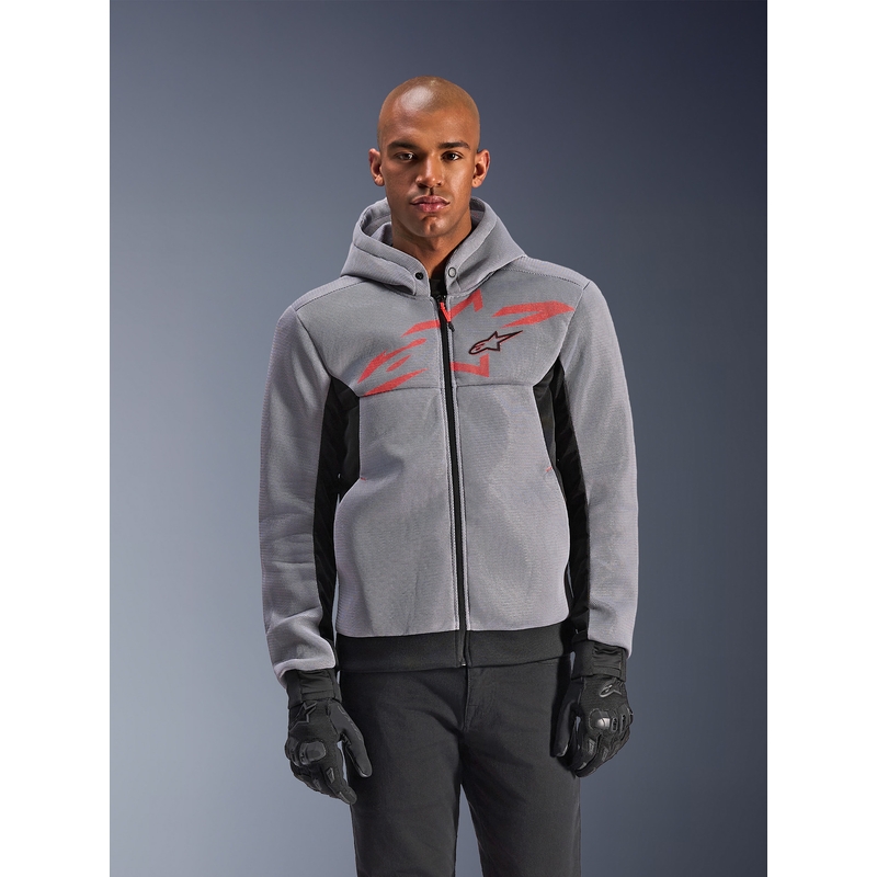 Alpinestars Chrome Superairflow Motorrad-Sweatshirt, schwarz-hellgrau-fluoreszierend rot