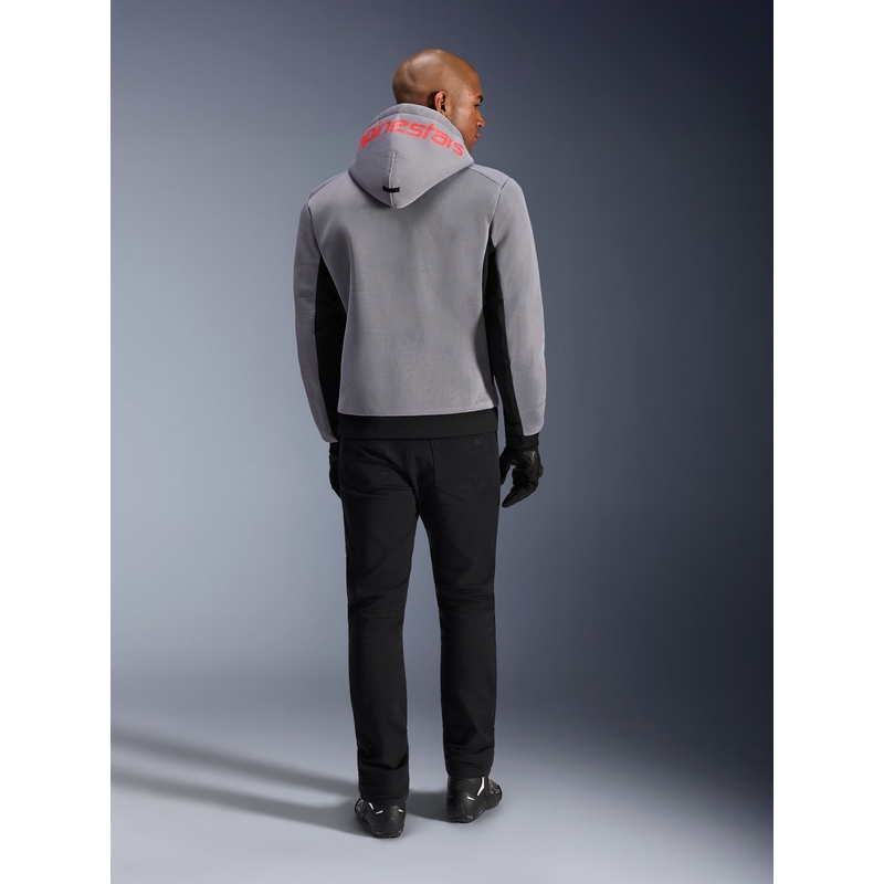 Alpinestars Chrome Superairflow Motorrad-Sweatshirt, schwarz-hellgrau-fluoreszierend rot