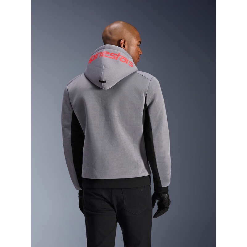 Alpinestars Chrome Superairflow Motorrad-Sweatshirt, schwarz-hellgrau-fluoreszierend rot