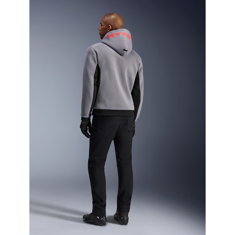 Alpinestars Chrome Superairflow Motorrad-Sweatshirt, schwarz-hellgrau-fluoreszierend rot