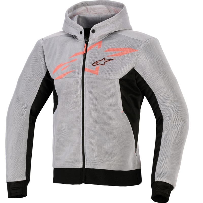 Alpinestars Chrome Superairflow Motorrad-Sweatshirt, schwarz-hellgrau-fluoreszierend rot