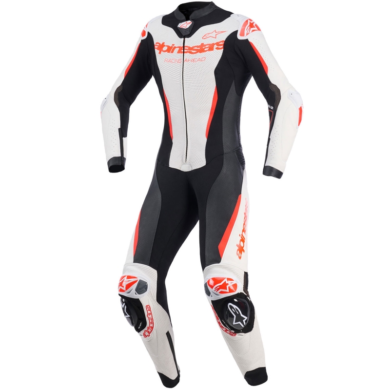 Alpinestars Stella GP-R7 Damen-Motorradkombi aus Leder, einteilig, weiß-fluoreszierend rot-schwarz