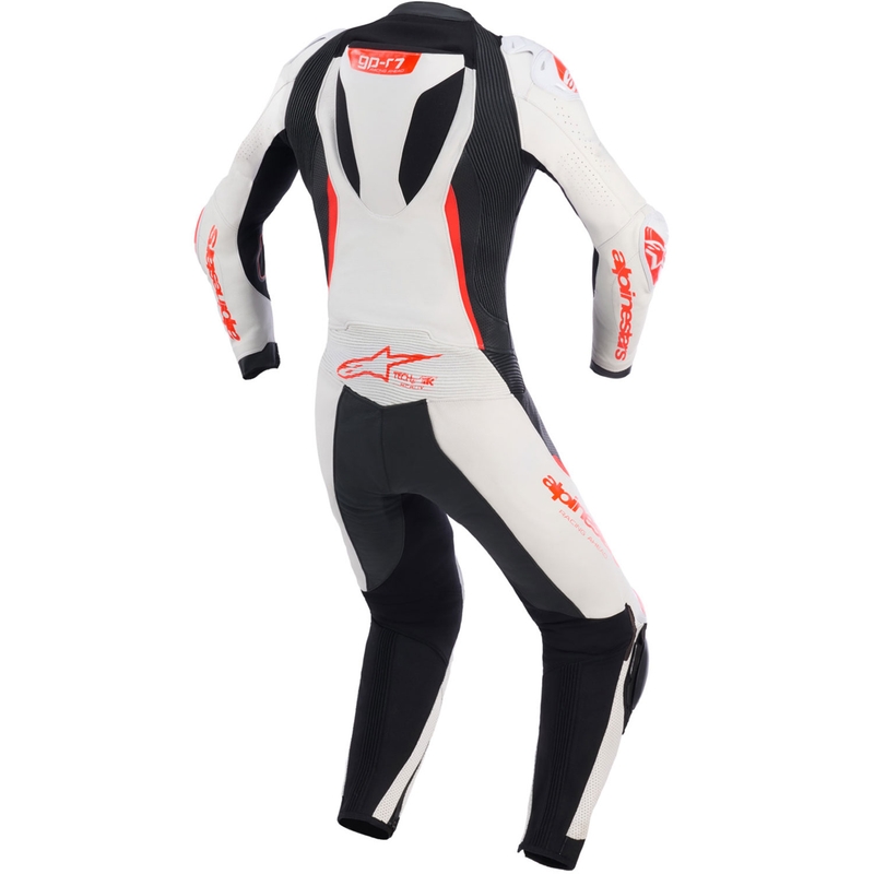 Alpinestars Stella GP-R7 Damen-Motorradkombi aus Leder, einteilig, weiß-fluoreszierend rot-schwarz