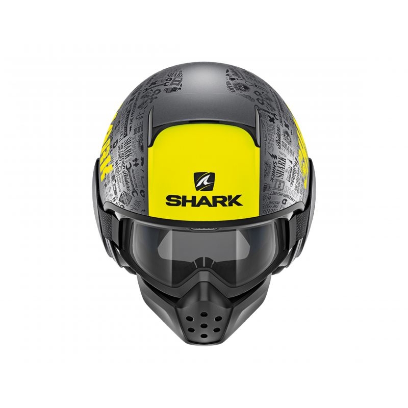 Offener Helm SHARK DRAK Tribute Mat schwarz-grau-gelb
