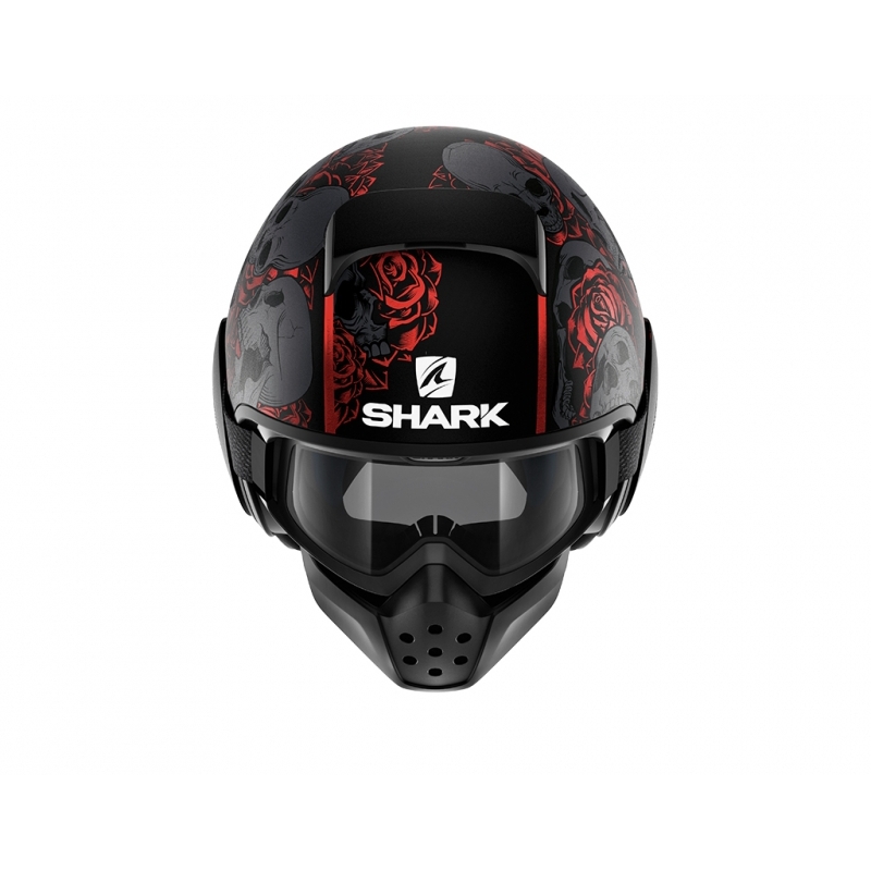 Offener Helm SHARK DRAK Sanctus Matte schwarz-grau-rot