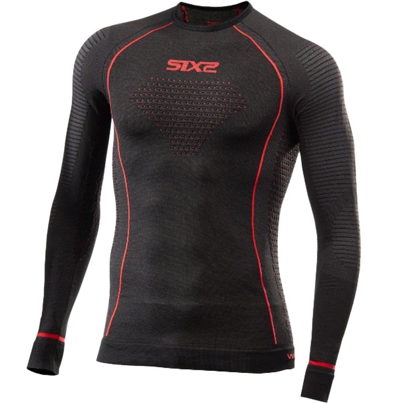 Funktionelles Langarm-T-Shirt SIXS TS2W CU schwarz-rot