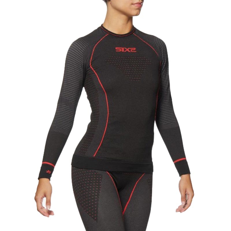 Funktionelles Langarm-T-Shirt SIXS TS2W CU schwarz-rot