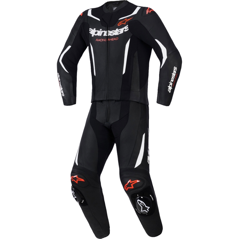 Alpinestars GP Force V2 zweiteiliger Lederkombi schwarz-weiß-fluoreszierend rot