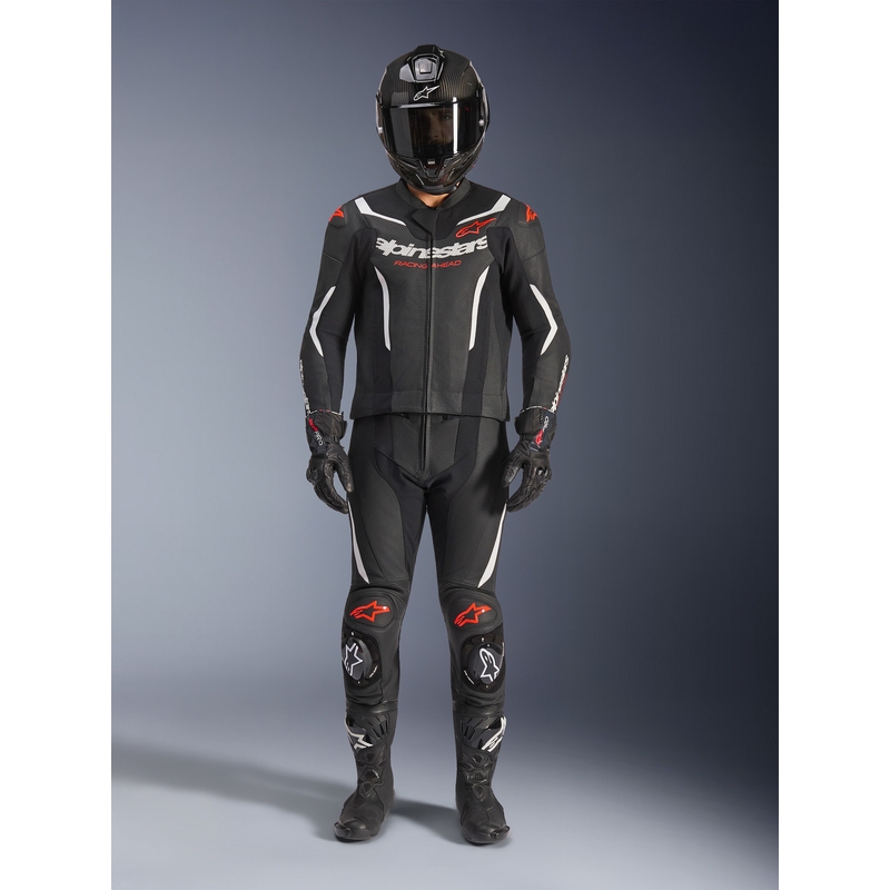Alpinestars GP Force V2 zweiteiliger Lederkombi schwarz-weiß-fluoreszierend rot