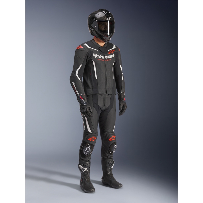 Alpinestars GP Force V2 zweiteiliger Lederkombi schwarz-weiß-fluoreszierend rot