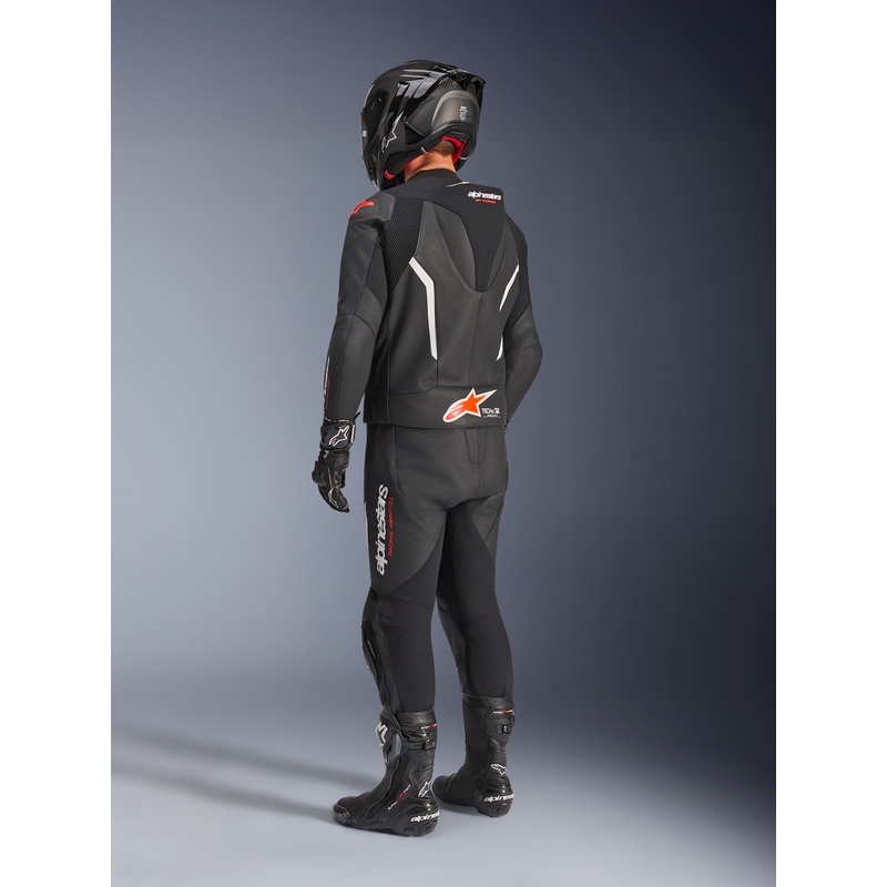 Alpinestars GP Force V2 zweiteiliger Lederkombi schwarz-weiß-fluoreszierend rot