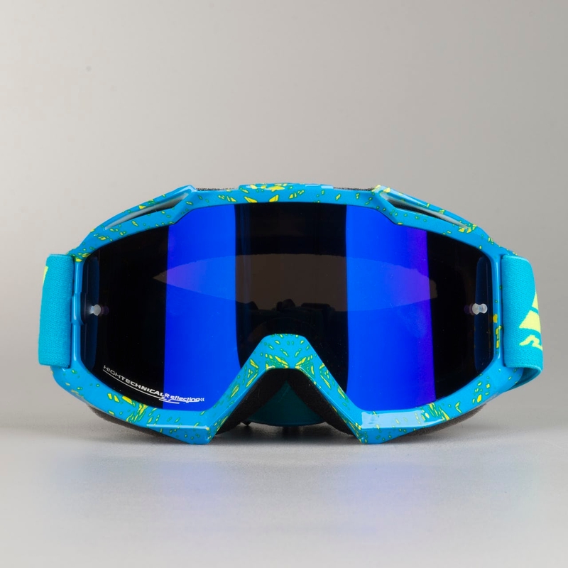 Motocrossbrille Shot Iris Scratch blau-fluo gelb Ausverkauf