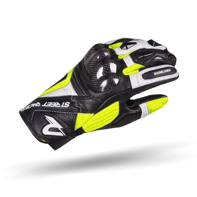 Women's Street Racer XTR Schwarz-Weiß-Fluo Gelb Motorradhandschuhe Ausverkauf