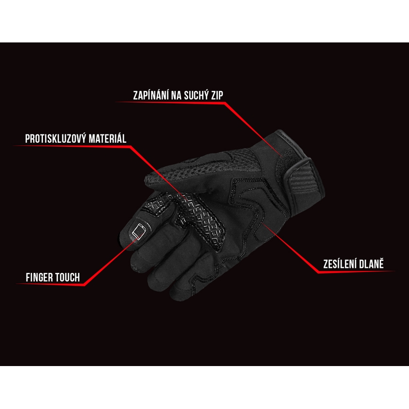 Street Racer Stunt Motorradhandschuhe Schwarz