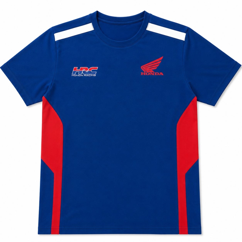 Honda Racing T-Shirt mit seitlichen Einsätzen, blauer Pfeil