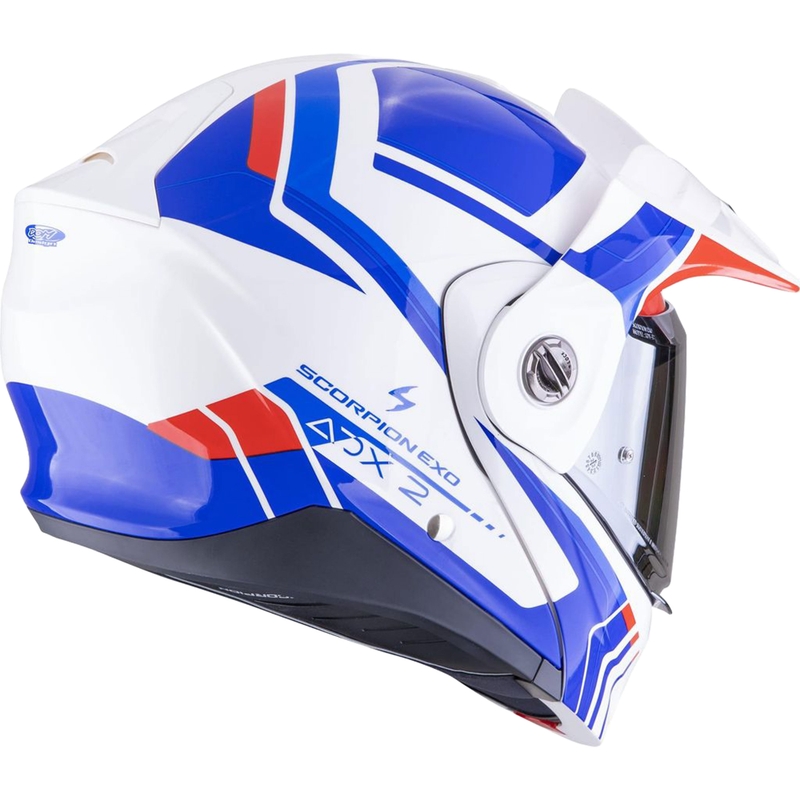 Klappbarer Motorradhelm Scorpion ADX-2 LEWIS weiß-blau-rot