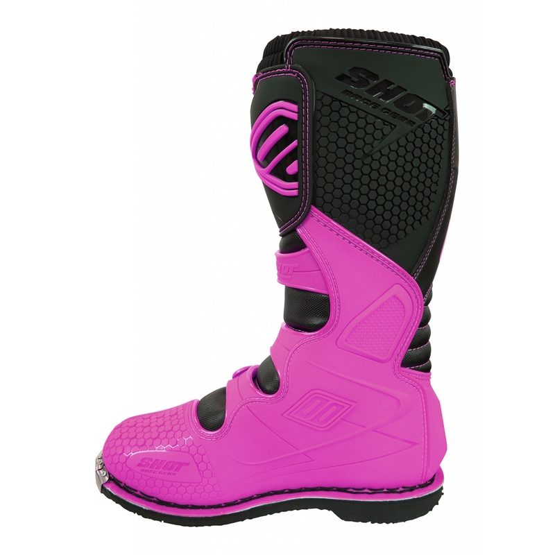 Shot X10 Schwarz-Fluo Rosa Motorradstiefel Ausverkauf