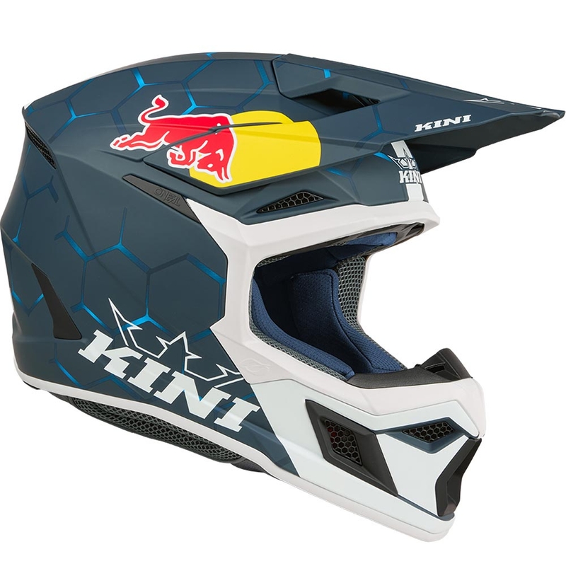 Motocross-Helm KINI Red Bull MX3 1.0 blau-weiß