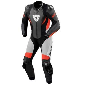 Revit Control Schwarz-Fluo Rot Leder Motorradoverall