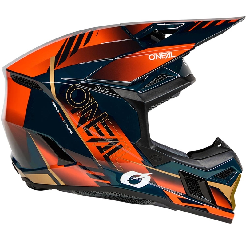 Motocross-Helm O'Neal 3SRS Haze blau-orange-gold