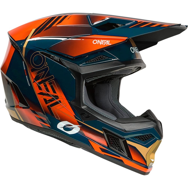Motocross-Helm O'Neal 3SRS Haze blau-orange-gold
